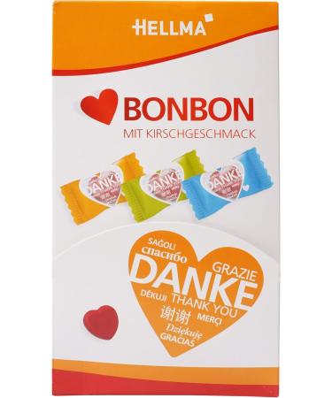 HELLMA Heart Candies - Cherry Flavor 200 Packets 680g - Thank You Multilingual Storage Box for Offices & Hotels - International Shipping Available - Buy Online on GoSupps.com