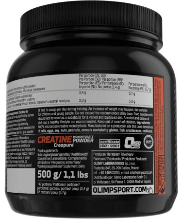 Olimp Sport Nutrition Creapure Monohydrate Powder (500g) - 100% Pure Micronized Creatine for Optimal Performance - Buy Online on GoSupps.com
