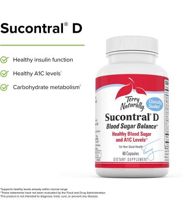 Terry Naturally Sucontral D 60 Capsules x2 - 20mg Hintonia Latiflora - Support Carbohydrate Metabolism - Non-GMO Gluten Free - 120 Servings - Buy Online on GoSupps.com