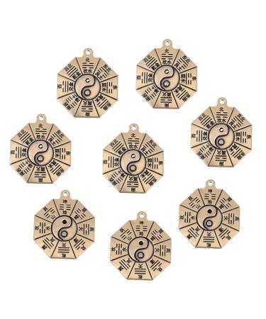 LALAFINA 8pcs Tai Chi Eight Diagrams Keychain Key Fob Bagua Diy Pendant Key Ring Pendants Brass Small Pendant