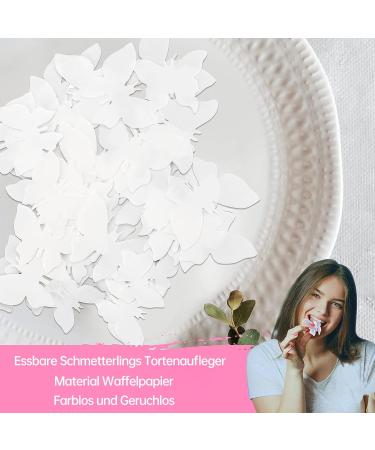 50 Pc Edible Butterflies for Cake Decoration | White Tortendeko Butterflies for Weddings & Birthdays | Perfect Edible Cake Toppers - Buy Online on GoSupps.com
