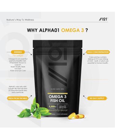 Omega 3 Fish Oil 2000mg Capsules | Wild Caught Marine | 660mg EPA & 440mg DHA | Extra Strength Halal Supplement | 90 Softgels (45 Day Supply) - Buy Online on GoSupps.com