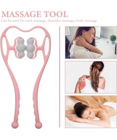 Premium Combined Manual Neck and Back Massage Device - Roller Massager for Cervical Spine - Portable ABS Shoulder Roller - 36x16cm Pink - Buy Online on GoSupps.com