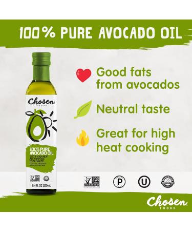 Chosen Foods 100% Pure Avocado Oil - Keto, Paleo, and Kosher - 8.4 fl oz - Buy Online on GoSupps.com