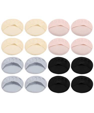 VOCOSTE 8 Pairs Forefoot Pads Five Toes Forefoot Pads Soft Fabric Breathable 4 Colors Black Pink Gray Beige