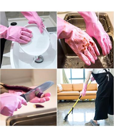 Focenat 2 Pairs Washing Up Gloves Household Cleaning Gloves Waterproof Rubber Latex Gloves Reusable Kitchen Dishcleaning Gloves Medium Size(Blue+Pink) - Buy Online on GoSupps.com