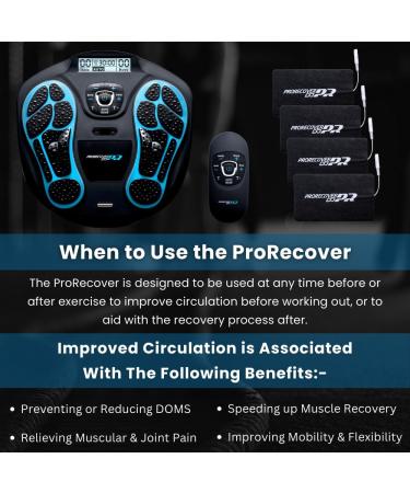 ProRecover EMS Foot Massager & Tens Machine for Pain Relief & Muscle Recovery - Circulation Blood Booster for Feet and Legs - 99 Intensity Levels & 24 Massage Patterns - Buy Online on GoSupps.com
