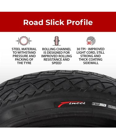 Fincci 26x2.125 Inch Slick Foldable Bike Tires - Pack of 2 | Road Hybrid Street Bicycle Tire Set - Buy Online on GoSupps.com