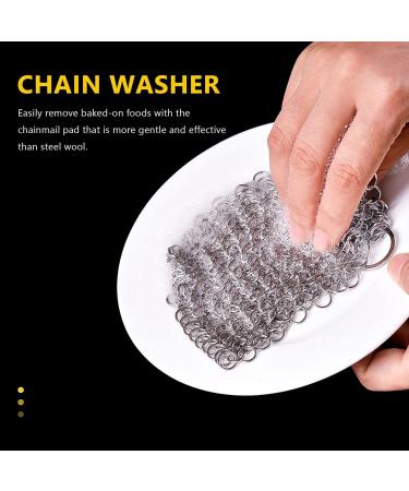 Luejnbogty Cast Iron Cleaner -Premium 316 Stainless Steel Chainmail Scrubber 8x6 Inch - Buy Online on GoSupps.com