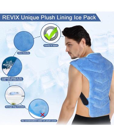 REVIX Large Gel Ice Pack for Shoulder and Back Injuries - Reusable Wrap for Pain Relief and Swelling - Soft Plush Lining - Flexible and Long Lasting - Blue - Buy Online on GoSupps.com