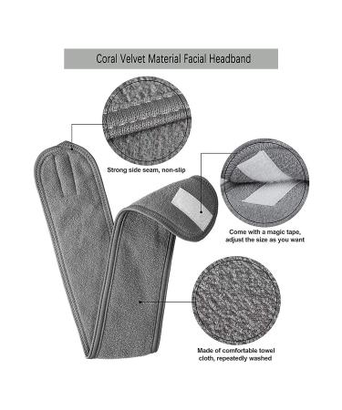 8-Piece Spa Facial Headband & Towel Set for Women - Adjustable Terry Cloth Wrap for Makeup, Skincare, and Shower - White Gray and Light Pink Colors - Buy Online on GoSupps.com