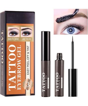 Eyebrow Makeup | Peel Off Sweatproof Tinted Brow Gel with Brow Templates - 3 Days Eyebrow Dye Tools for Women and Girls Long Lasting Eye Brow Cosmetics - Buy Online on GoSupps.com