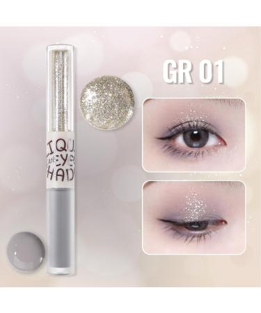 Erinde Liquid Glitter Eyeshadow Set - Grey Silver Eyeliner & Blue Shimmer Gel Eyeliner - Long Lasting & Highly Pigmented - #03 Grey&Blue - Buy Online on GoSupps.com