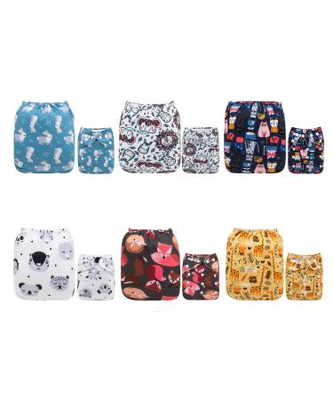 Alva Baby Diapers Reusable Washable 6 Pack + 12 Inserts 6DM19-DE