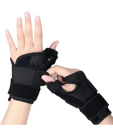 Red King Thumb Splint with Wrist Support Brace-Thumb Brace for Carpal Tunnel or Tendonitis Pain Relief,Wrist Brace Fits Both Left and Right Hands,Thumb Spica Splint Stabilizer for Men or Women 2 Pack Black