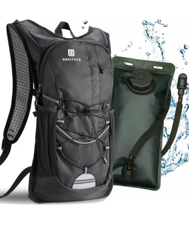BBAIYULE drinking bag with drinking bubble 2L BPA-free |Bicycle backpack with reflectors |Backpack with a drinking system | Running pack Ultralight 380g |Run bike black + army green drinking bubble