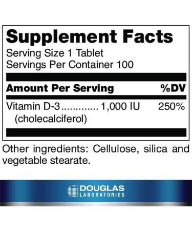 Douglas Laboratories Vitamin D (1,000 I.U.) - Bone, Teeth, and Immune Support - 100 Tablets - Buy Online on GoSupps.com