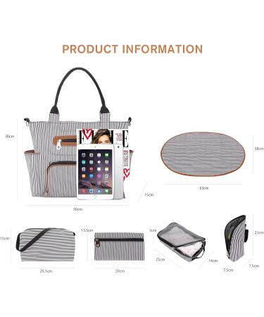 SONARIN 7pcs Nappy Changing Bag Set - Multifunction Mummy Tote Bag with Changing Mat and Stroller Straps - Black - Buy Online on GoSupps.com