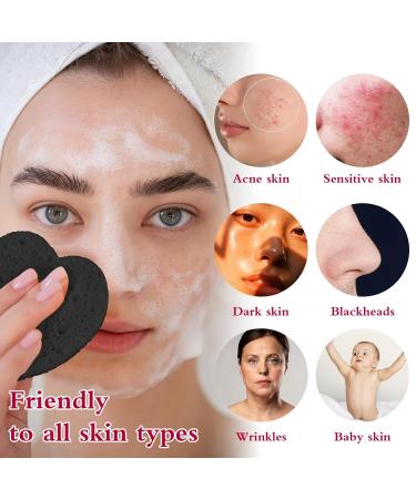 60 Black Compressed Heart Face Sponges | Reusable Makeup Cleansing & Peeling - Deep Clean & Remove Makeup - Buy Online on GoSupps.com