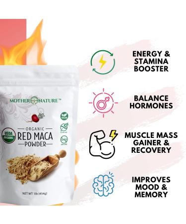 USDA Organic Red Maca Root Powder - Raw Vegan Non-GMO for Hormone Regulation & Muscle Gain | 1lb Pre-Workout Supplement - Buy Online on GoSupps.com