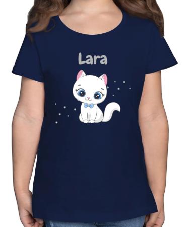 Gift with name personalized by Shirtracer - T-Shirt Girls - Cute Cat Cats Cat Motif Cat Cats 03 Dark Blue 116