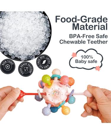 BPA Free Baby Teething Ball Rattle Toy for 3-18 Month Olds - Navy Blue | Grasping & Teething Relief Activities - Buy Online on GoSupps.com