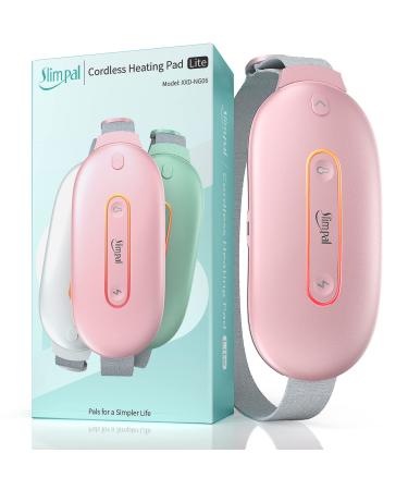 Slimpal Period Heating Pad for Cramps Portable USB Cordless Heating Pad with Massager for Back Pain Relief Electric Fast Heating Wrap Belt Gifts for Women Pink