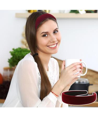 Velvet Wide Headbands for Women - Set of 4 Soft No Slip Headbands in Black, Red, Brown, Green - Thin Hair Accessories - Perfect Christmas Gift for Women and Girls - Buy Online on GoSupps.com