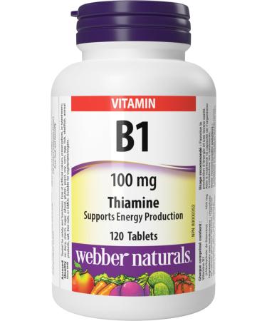 Webber Naturals Vitamin B1 Thiamine 100 mg 120 Tablets Supports Energy Production Vegan
