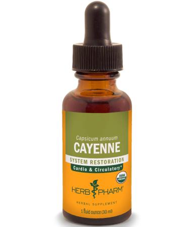 Herb Pharm Certified Organic Cayenne Extract for Cardiovascular and Circulatory Support - 1 Ounce 1 Fl Oz (Pack of 1)