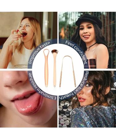 Stainless Steel Tongue Scraper Set - Rose Gold | Reduce Bad Breath, Maintain Oral Hygiene for Adults & Kids - Buy Online on GoSupps.com