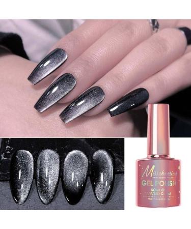 Black Crystal Magnetic Cat Eye Gel Sparkling Glitter Nail Polish Semi Permanent Nail Decoration Soak Off LED UV Gel Varnishes - (Color: 7.5ml) - Buy Online on GoSupps.com