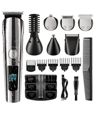Esenlong Beard Trimmer for Men 15- in- 1 All- in- One Grooming Kit Beard/Nose/Hair/Face/Body Hair Clipper USB Rechargeable& LCD Display Cordless Rechargeable Hair Clippers