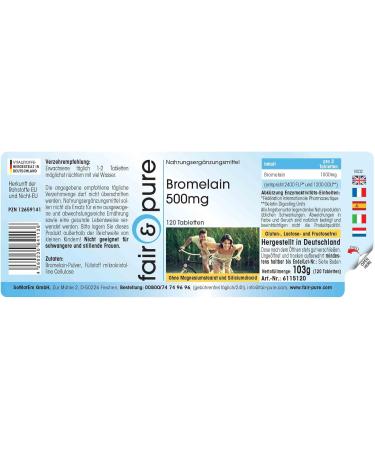Fair & Pure - Bromelain 500mg - high dosage - pineapple enzyme - vegan - 120 tablets - Buy Online on GoSupps.com
