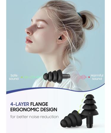 Buy Ear Plugs for Airplane Ear Pressure Relief - 2 Pairs Soft Silicone Reusable 26dB with Connector Cord | Travel Essentials for Flying - Carbon Black - Buy Online on GoSupps.com