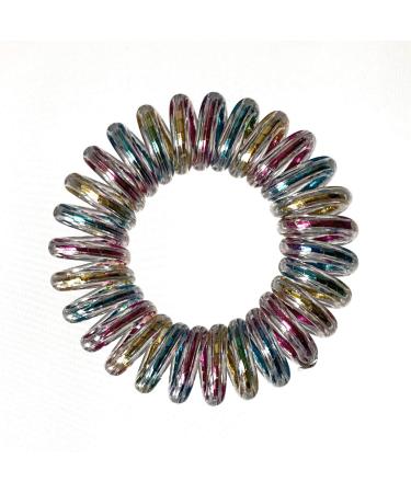 10 Set spiral hair tie - hair tie for less split and broken hair - hair tie spiral for fine hair parts - telephone cable spiral hair rubber rainbow 3.5 cm 10 pieces (1 Pack) rainbow