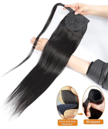Ponytail Extensions Clip in Ponytail Extension 10-24 Inch Wrap Around Long Straight Ponytail Extension Natural Color Remy Human Hair Extensions for Black Woman for Women(Size:12inch 100g) - Buy Online on GoSupps.com