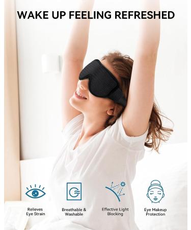 MUSICOZY 3D Contoured Memory Foam Sleep Eye Mask for Side Sleepers - Breathable Black Mask for Insomnia, Travel, and Meditation - Buy Online on GoSupps.com