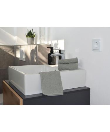 Zollner 10-Set Soft Cotton Washcloths | 30x30 cm Light Gray Hotel Quality with Suction Hanger | Washable Up to 60 C - Buy Online on GoSupps.com