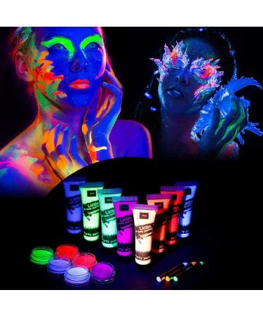 Lictin 43pcs UV Glow Body and Face Paint Set with Glitter, Crayon, and Club Makeup Art Kit - Ideal for Adults, Kids, Party, and Carnival - 43 Count - Buy Online on GoSupps.com