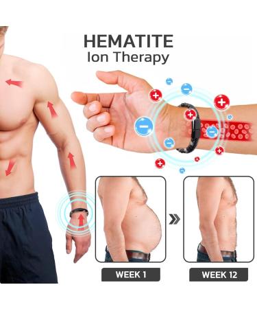 Buy GFOUK Men's Magnetic Field Strap & Hematite Bracelet - Lymph Detox Tiger Lava Stone - 4 Pack Black (20cm) - International Shipping - Buy Online on GoSupps.com