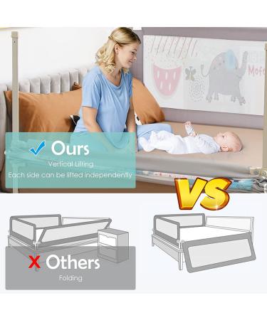 Baby Joy 57-Inch Bed Rail for Toddlers - Height Adjustable & Foldable Guard with Breathable Mesh - Grey - Buy Online on GoSupps.com