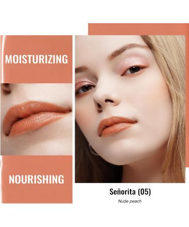 Oulac Moisturising Lipstick Nude Peach - Hydrating Lipstick & Tinted Lip Balm for Dry Lips | Medium Coverage Lip Colour | Juicy Glossy Finish | Vegan & Cruelty-Free | Se orita (05) - Buy Online on GoSupps.com