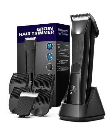 Electric Groin & Body Hair Trimmer for Men Waterproof Ball/Pubic Hair Trimmer for Men with Replaceable Ceramic Blade Rechargeable Ball Shaver Body Shaver Body Groomer for Men with Clippers
