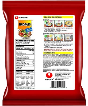 Nongshim Neoguri Spicy Seafood Flavour Ramyun Noodle Soup in Single Packs 120g x 10 (10 Pack Case /1.2 kg Total) - Buy Online on GoSupps.com