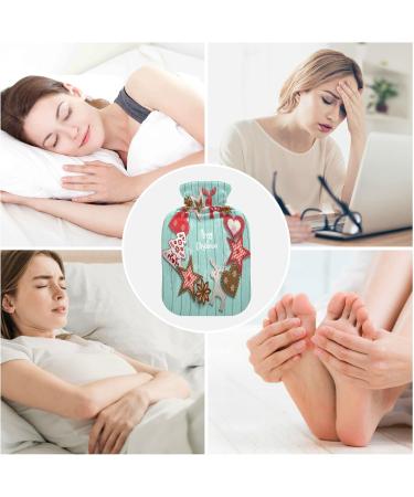 Wooden Hot Water Bottle with Soft Fleece Cover | 2 Litre Gingerbread Blue Hot Water Bag for Hot & Cold Compresses - International Shipping - Buy Online on GoSupps.com