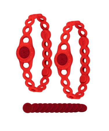Bone fragrance chain aromatherapy diffuser elastic silicone bracelet bracelets for women and men couples gift (2 pieces red) red/excursion monochrome (GetaWay Solids)