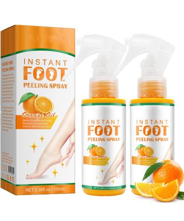 Foot Peeling Spray Instant Foot Peeling Spray Foot Spray to Remove Dead Skin Hydrating Nourish Peel Off Spray Exfoliating Peeling & Calluses on Feet for Cracked Rough Heels (2PCS Orange) 2PCS Orange