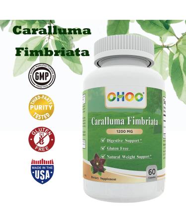 OHOO Caralluma Fimbriata Extract 1200 mg - Natural Weight Loss Supplement | Made in USA | Gluten Free | 60 Vegan Capsules - Buy Online on GoSupps.com