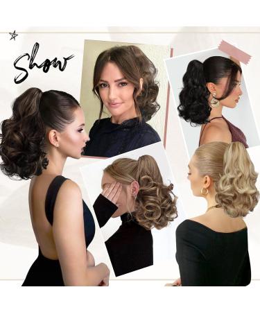 Sofeiyan 28cm Clip-in Ponytail Extension - Curly Wavy Synthetic Hair for Women | Blonde & Middle Brown - Buy Online on GoSupps.com
